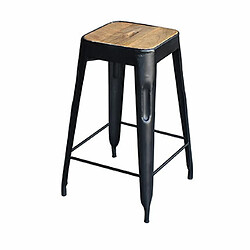 Mes Tabouret de bar 38x38x64 cm en manguier naturel et métal noir