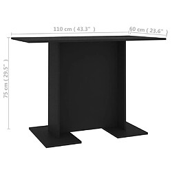 vidaXL Table de salle à manger Noir 110 x 60 x 75 cm Aggloméré pas cher