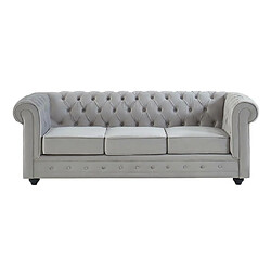 Vente-Unique Canapé 3 places CHESTERFIELD - Velours gris clair pas cher