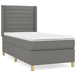 vidaXL Sommier à lattes de lit avec matelas Gris foncé 100x200cm Tissu