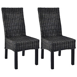 vidaXL Chaises à manger lot de 2 noir rotin kubu et bois de manguier 