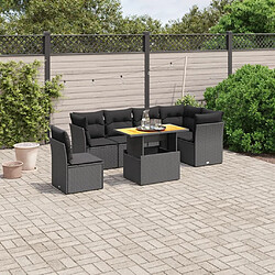 Maison Chic Ensemble Tables et chaises d'extérieur 7pcs avec coussins,Salon de jardin noir résine tressée -GKD761769