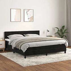 Maison Chic Lit Adulte - Lit simple Lit à sommier tapissier et matelas moelleux - Meuble de Chambre - Noir 160x200 cm Velours -MN75688