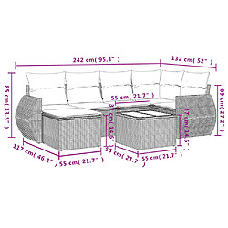 Avis vidaXL Salon de jardin avec coussins 7 pcs gris résine tressée