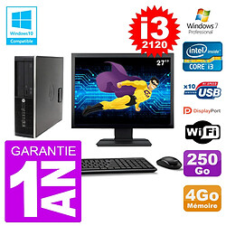 PC HP 6200 SFF Ecran 27" Intel i3-2120 RAM 4Go Disque 250Go Graveur DVD Wifi W7 - Occasion