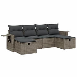 Maison Chic Ensemble Tables et chaises d'extérieur 6pcs avec coussins,Salon de jardin gris résine tressée -GKD727916