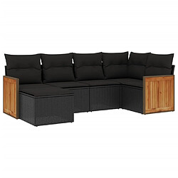 vidaXL Salon de jardin 6 pcs avec coussins noir résine tressée