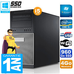 PC Tour DELL 9020 Core I5-4570 Ram 4Go Disque 960 Go SSD Graveur DVD Wifi W7 - Occasion