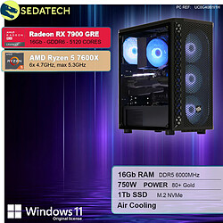 Sedatech PC Gamer • AMD Ryzen 5 7600X • RX 7900 GRE • 16Go DDR5 • 1To SSD M.2 • Windows 11