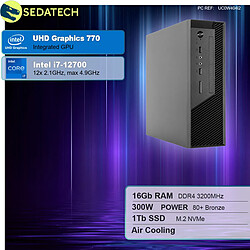 Sedatech Mini-PC Pro ITX • Intel i7-12700 • 16Go RAM • 1To SSD M.2 • DVD-RW • sans OS