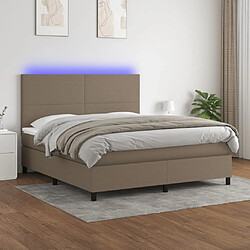 vidaXL Sommier à lattes de lit et matelas et LED Taupe 180x200cm Tissu 