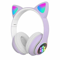 Aks-28 Rgb Chat Oreille Bluetooth Casque Stéréo Musique Casque Sans Fil Microphone Contrôle Téléphone Écouteur Violet 