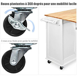 Acheter Helloshop26 Desserte sur roulettes service de cuisine de roulant avec plans de travail rabattable en bois armoire de rangement 20_0008402