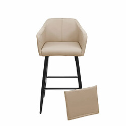 Mendler Tabouret de bar HWC-H93, tabouret de comptoir, repose-pieds métal ~ similicuir taupe