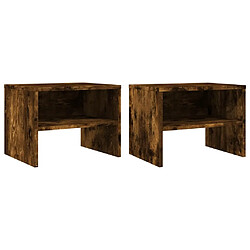 Maison Chic Lot de 2 Tables de chevet - Tables de Nuit Chêne fumé 40x30x30 cm Bois d'ingénierie