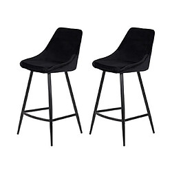 Mes Lot de 2 chaises de bar H75 cm en velours noir - ORMOY