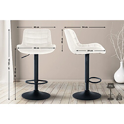 Acheter Decoshop26 Lot de 2 tabourets de bar structure métallique noir assise en velours crème avec surpiqûres 10_0004444