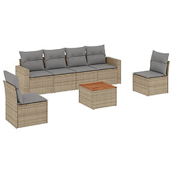 vidaXL Salon de jardin avec coussins 7pcs mélange beige résine tressée