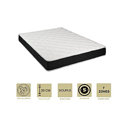 Provence Literie Matelas Latex 76 Kg/m3 + Mousse 35 Kg/m3 140x200 x 20 cm Souple + Oreiller Visco + Alèse 7 Zones de Confort - Hypoallergénique