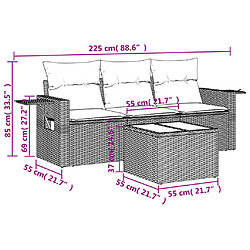 Avis vidaXL Salon de jardin 4 pcs avec coussins noir résine tressée