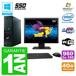 PC Fujitsu Esprimo E500 E85+ DT Ecran 22" G640 RAM 4Go SSD 960Go DVD Wifi W7 · Occasion 