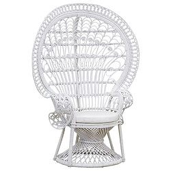 Aubry Gaspard Fauteuil Emmanuelle artisanal en rotin Rotin laqué blanc.