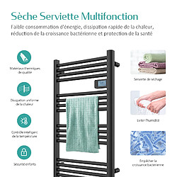 Avis EMKE Sèche-Serviettes Électrique avec Élément Chauffant Thermostat, Chauffe Serviettes à Température Constante de la Salle de Bain, Baguette Chauffante avec Minuterie, 96x54cm, 500W, Noir