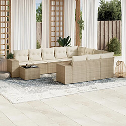 Maison Chic Salon de jardin 11 pcs avec coussins | Ensemble de Table et chaises | Mobilier d'Extérieur beige résine tressée -GKD38497