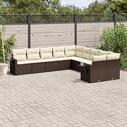 Maison Chic Salon de jardin 10 pcs avec coussins, Ensemble Tables et chaises d'extérieur marron résine tressée -GKD611703