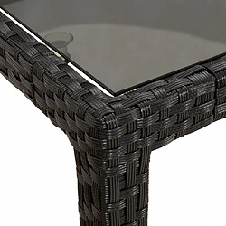 Acheter vidaXL Table de jardin Noir 190x90x75 cm Verre trempé/résine tressée