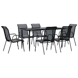 vidaXL Ensemble à manger de jardin 7 pcs noir textilène et acier