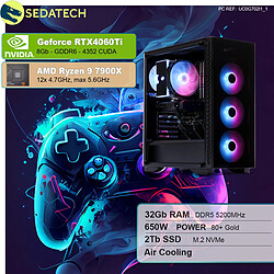 Sedatech PC Gamer • AMD Ryzen 9 7900X • RTX4060Ti • 32 Go DDR5 • 2To SSD M.2 • sans OS