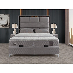 Acheter Vivenla Ensemble de lit coffre 180x200 en velours gris avec un matelas à ressorts ensachés 7 zones de confort de la collection PARIS