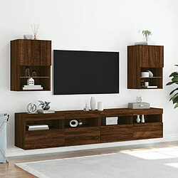 Avis Maison Chic Meuble TV avec lumières LED, Banc TV pour salon, Meuble de rangement chêne marron 40,5x30x60 cm -GKD84487