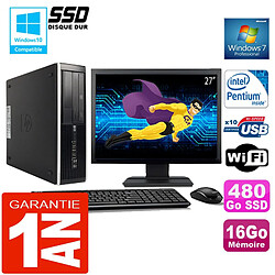 PC HP Compaq 8300 SFF Intel G850 Ram 16Go Disque 480 Go SSD Wifi W7 Ecran 27" · Occasion 