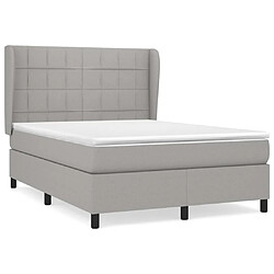 vidaXL Sommier à lattes de lit avec matelas Gris clair 140x190cm Tissu