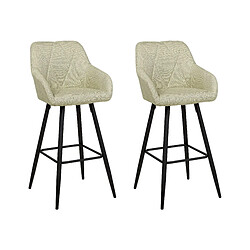 Beliani Tabouret de bar Set de 2 Tissu Vert clair DARIEN