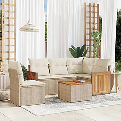 vidaXL Salon de jardin avec coussins 6 pcs beige résine tressée