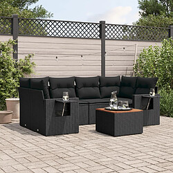 Maison Chic Ensemble Tables et chaises d'extérieur 7pcs avec coussins,Salon de jardin noir résine tressée -GKD993437