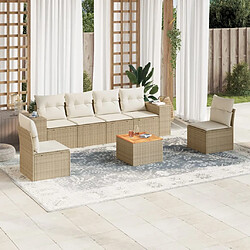 vidaXL Salon de jardin avec coussins 7 pcs beige résine tressée 