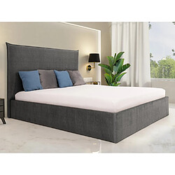 Lit coffre 140 x 200 cm - Velours - Gris + Matelas - SORYO de Pascal Morabito