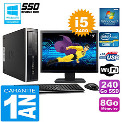 PC HP Compaq 8300 SFF Core I5-2400 Ram 8Go Disque 240 Go SSD Wifi W7 Ecran 19" · Occasion 