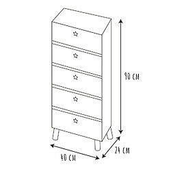 Acheter Toilinux Chiffonnier 5 tiroirs - en MDF et Bois - Blanc et Marron