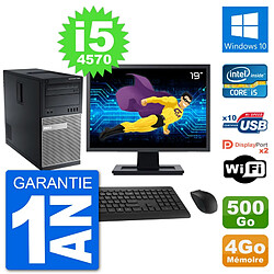 PC Tour Dell 7020 Ecran 19" Intel i5-4570 RAM 4Go Disque 500Go Windows 10 Wifi · Occasion 