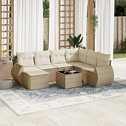 Maison Chic Salon de jardin avec coussins 8 pcs | Ensemble de Table et chaises | Mobilier d'Extérieur beige résine tressée -GKD74234