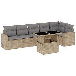 vidaXL Salon de jardin avec coussins 7 pcs beige résine tressée