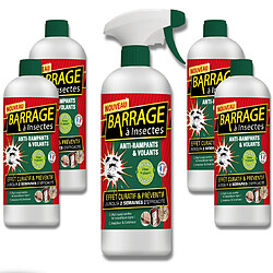 Barrages aux insectes lot de 5 - VENTEO - Anti-nuisible/Effet préventif - Agis en intérieur/extérieur - Toutes surfaces - Base de géraniol - Efficacité immédiate - 1L 