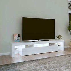 Avis Maison Chic Meuble TV avec lumières LED, Banc TV pour salon, Meuble de rangement Blanc brillant 200x36,5x40 cm -GKD98532