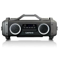 Lenco Enceinte Bluetooth® étanche avec radio FM, lecteur USB/micro SD et effets lumineux SPR-200BK Noir-Gris 