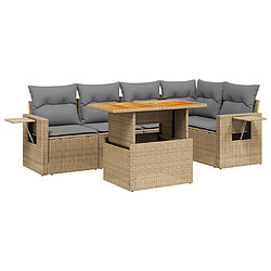 vidaXL Salon de jardin avec coussins 6 pcs beige résine tressée